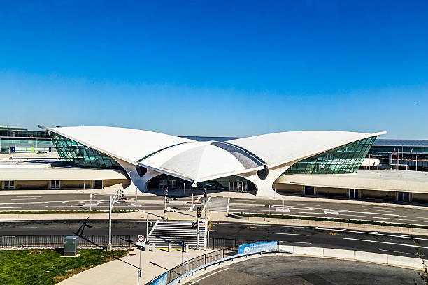 Iconic TWA Flight Center at JFK Airport with its retro-futuristic architecture, now part of JetBlue Terminal 5.