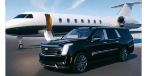 Luxury black Cadillac Escalade SUV for premium airport transportation services